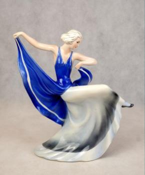 Porcelain Dancer Figurine - glazed porcelain, painted porcelain - Katzhütte  - 1930