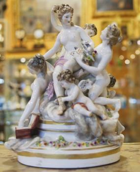 Porcelain Group of Figures - white porcelain - 1880
